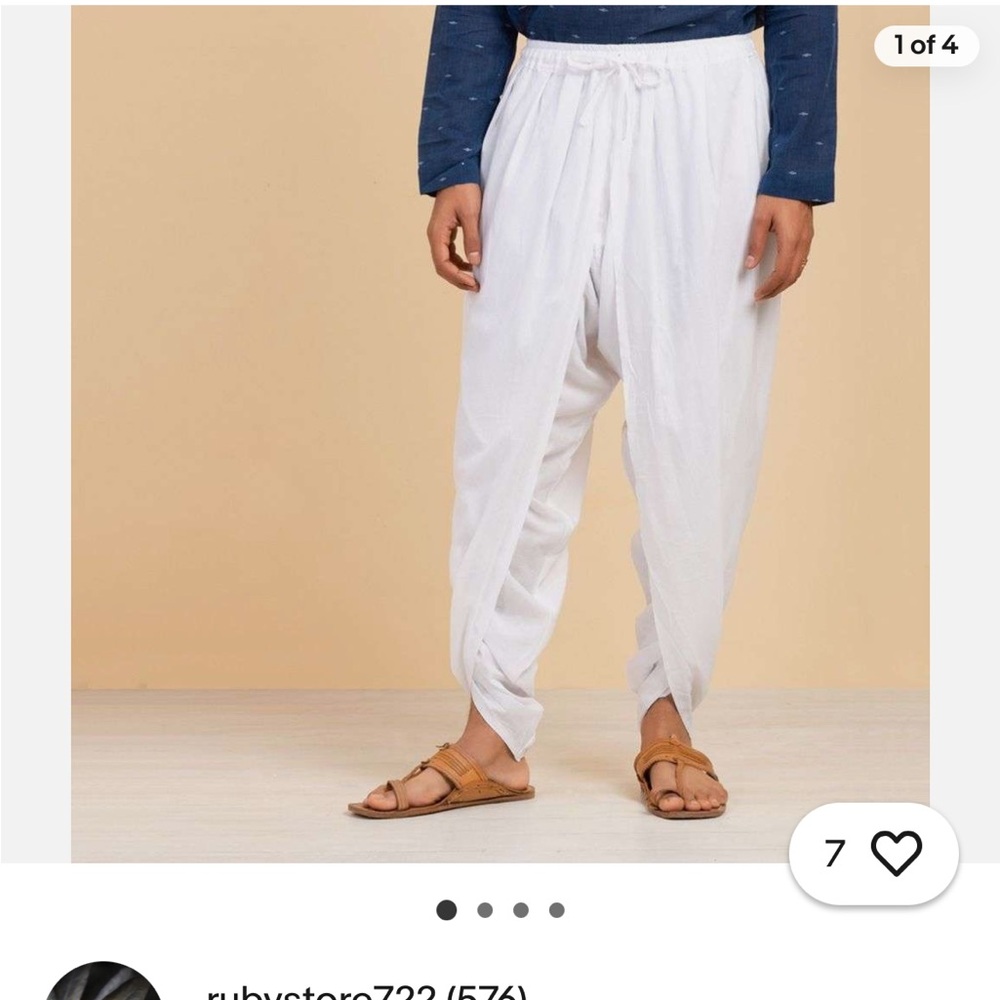 Isha organic cotton White Pants Unisex Medium  NWT